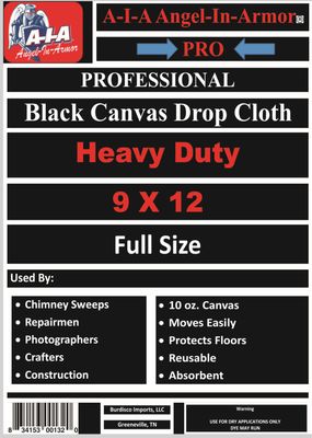 Black Canvas Drop Cloth - 9 X 12