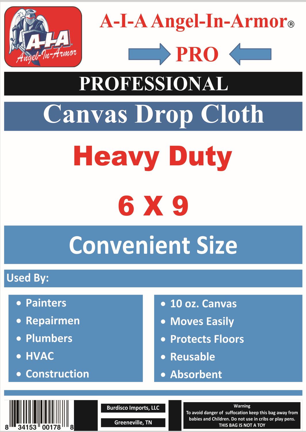 Natural Canvas Drop Cloth - 6 X 9