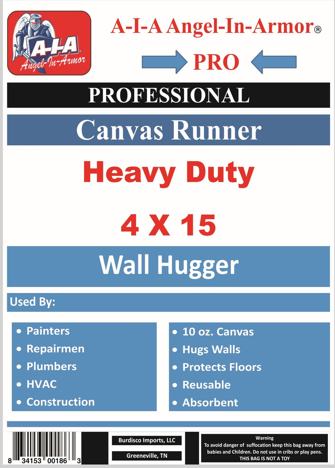 Natural Canvas Drop Cloth / Runner 4 X 15