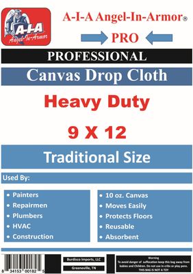 Natural Canvas Drop Cloth - 9 X 12