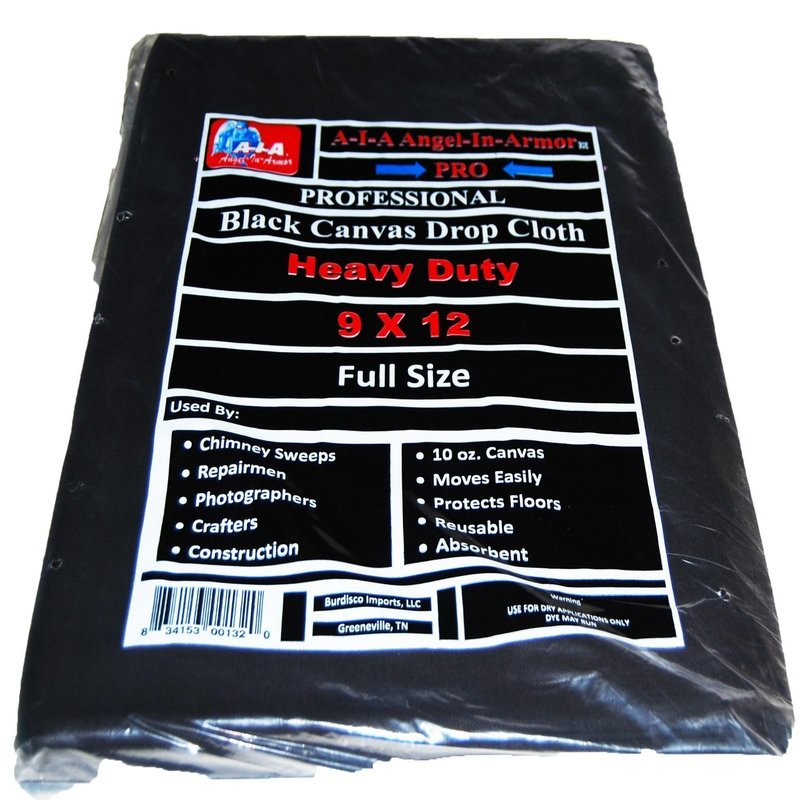 Black Canvas Drop Cloth - 9 X 12