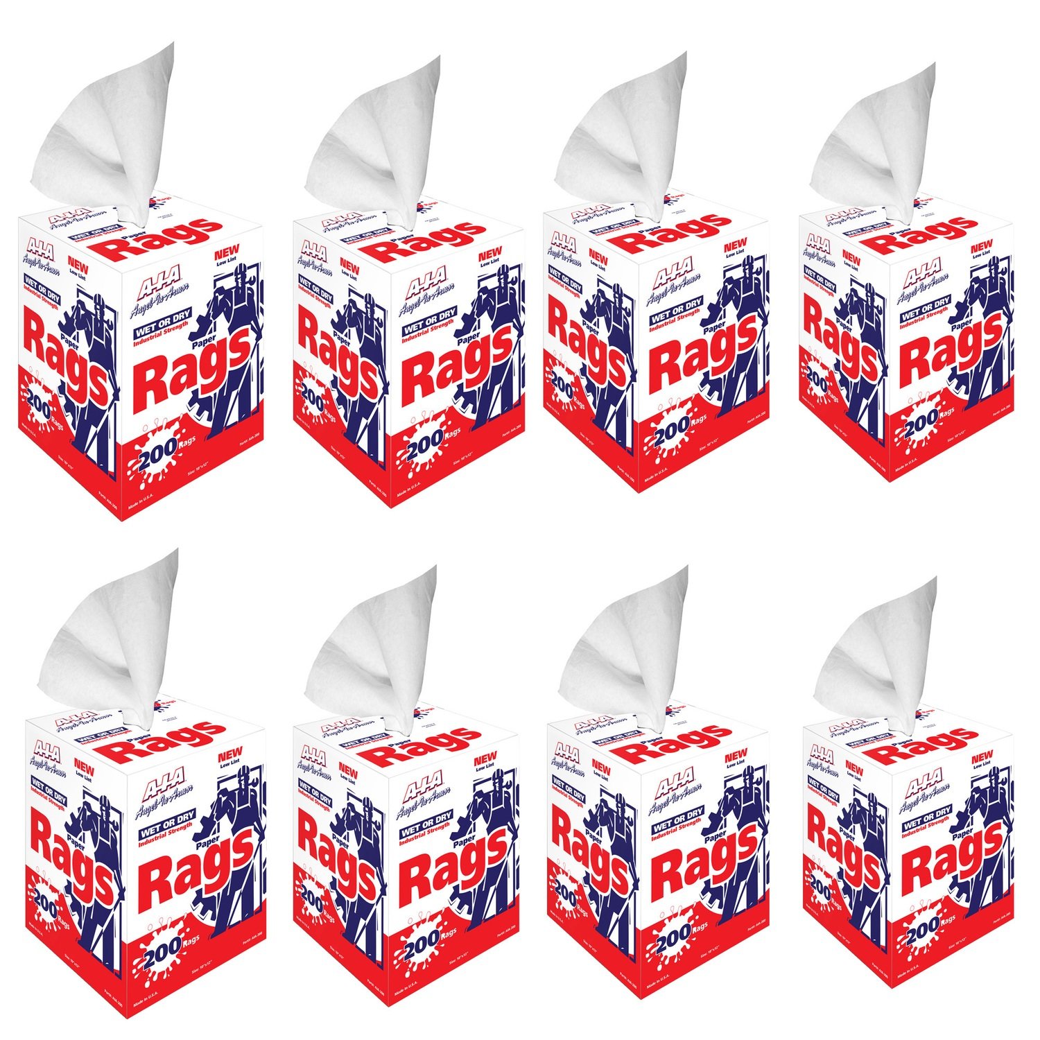 Paper Rags (White) in a Centerpull Box - 200 Count-Contractor Pack