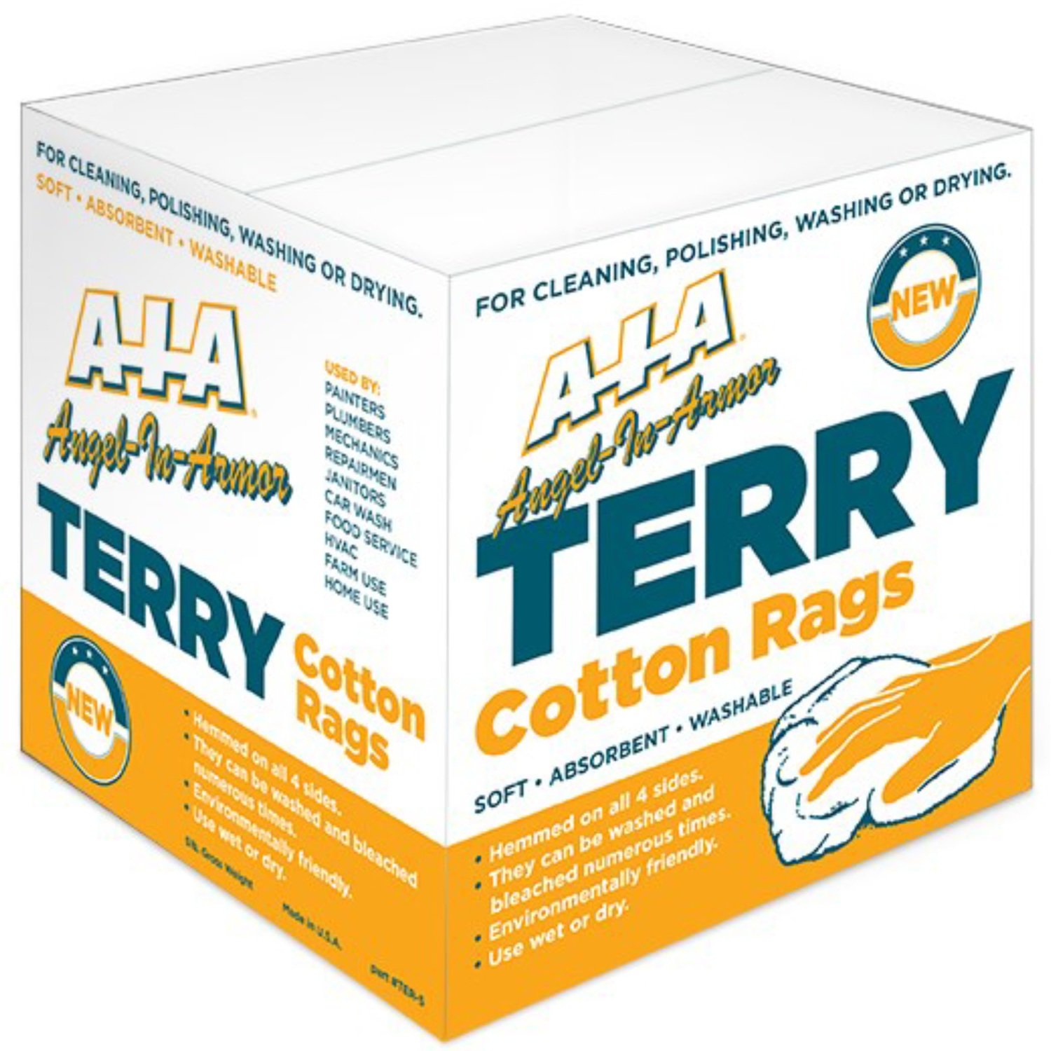 5 Lb. Box of New White Cotton Terry Wiping Cloths Bar Towels
