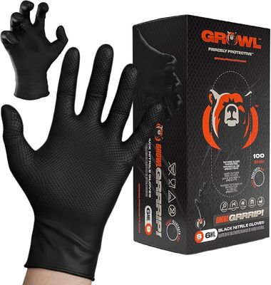Premium Black Nitrile Disposable Gloves – 6mm Thick, Raised Diamond Grip