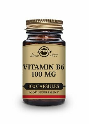 SOLGAR Vitamina B6 100 mg (Piridoxina) - 100 Cápsulas vegetales