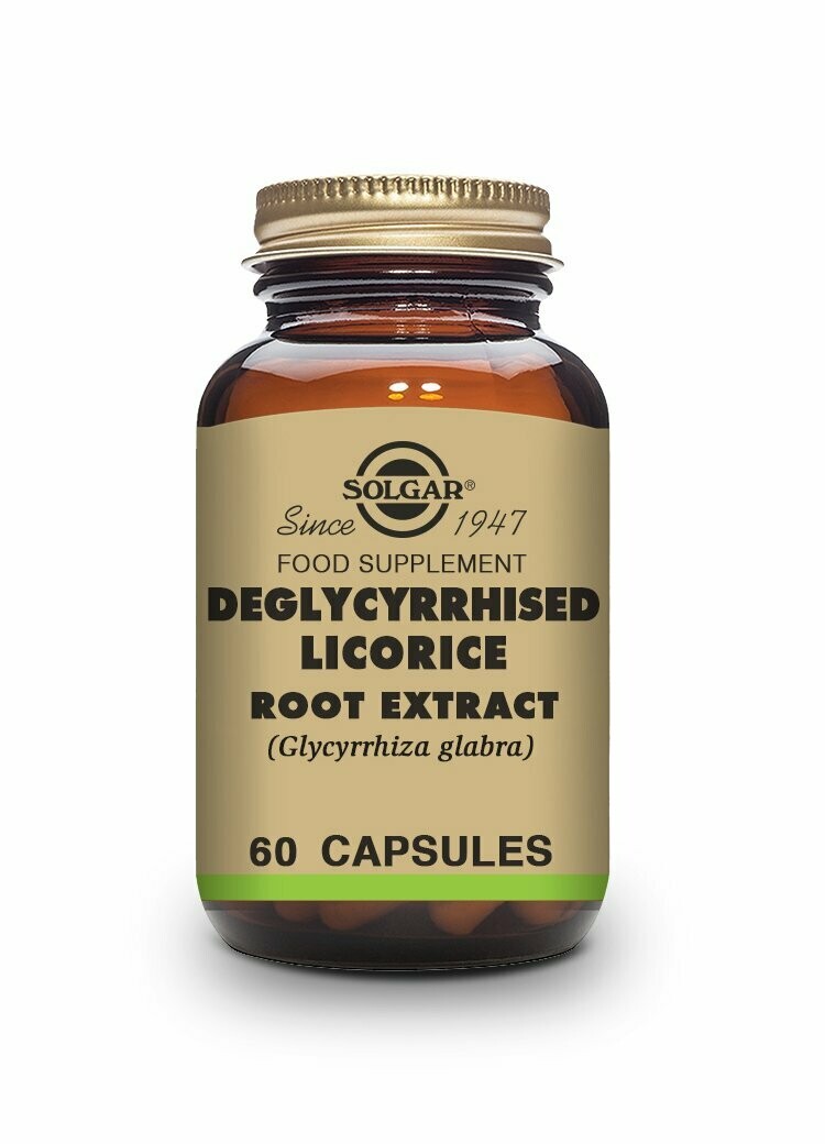 SOLGAR Regaliz Desglicirrizado Extracto de Raíz (Glycyrrhiza glabra) - 60 Cápsulas vegetales