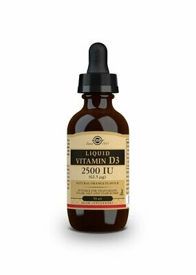 SOLGAR Vitamina D3 Líquida 2500 UI (62,5 µg) - Sabor naranja natural - 59 ml