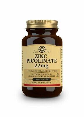 SOLGAR Picolinato de Zinc 22 mg - 100 Comprimidos