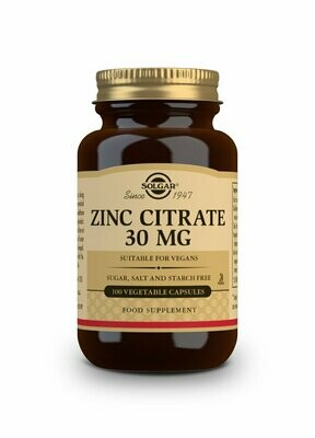 SOLGAR Zinc Citrato 30 mg - 100 Cápsulas vegetales
