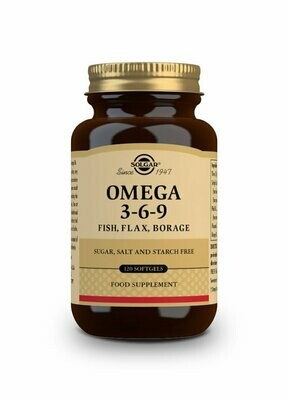 SOLGAR Omega 3-6-9 (Pescado, Lino y Borraja) - 120 Cápsulas blandas
