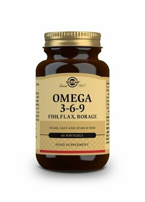 SOLGAR Omega 3-6-9 (Pescado, Lino y Borraja) - 60 Cápsulas blandas