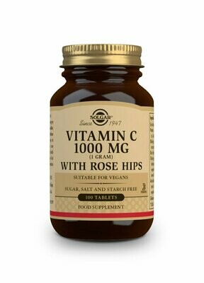 SOLGAR Rose Hips C 1000 mg Vitamina C con escaramujo - 100 Comprimidos