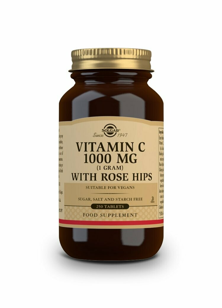 SOLGAR Rose Hips C 1000 mg Vitamina C con escaramujo - 250 Comprimidos