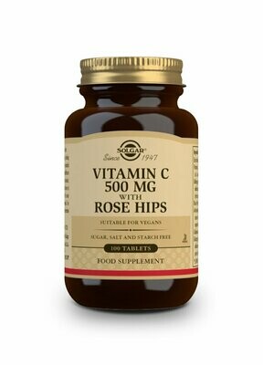SOLGAR Rose Hips C 500 mg Vitamina C con escaramujo - 100 Comprimidos
