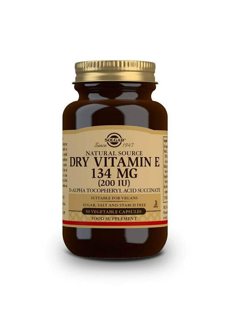 SOLGAR Vitamina E "Seca" 200 UI (134 mg) - 50 Cápsulas vegetales