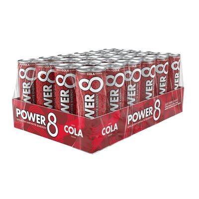 Power 8 Energy Drink LIGHT Sabor Cola- Caja 24 latas - La primera bebida energética saludable es Power8