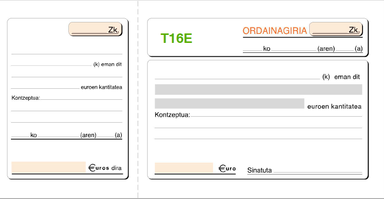 RECIBOS 1/3 DEL FOLIO - EUSKERA