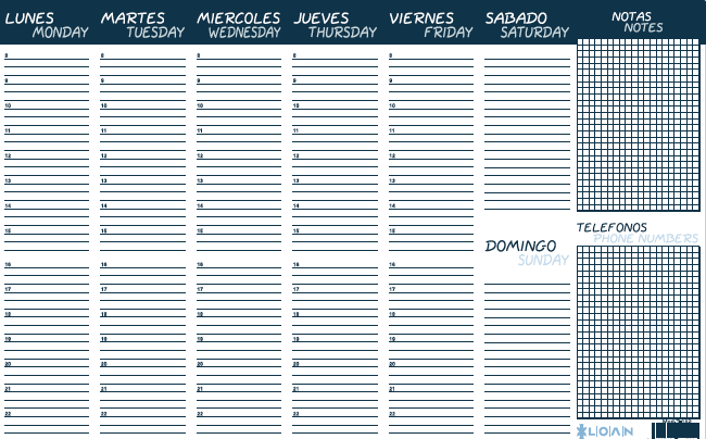 PLANNING SOBREMESA SEMANAL