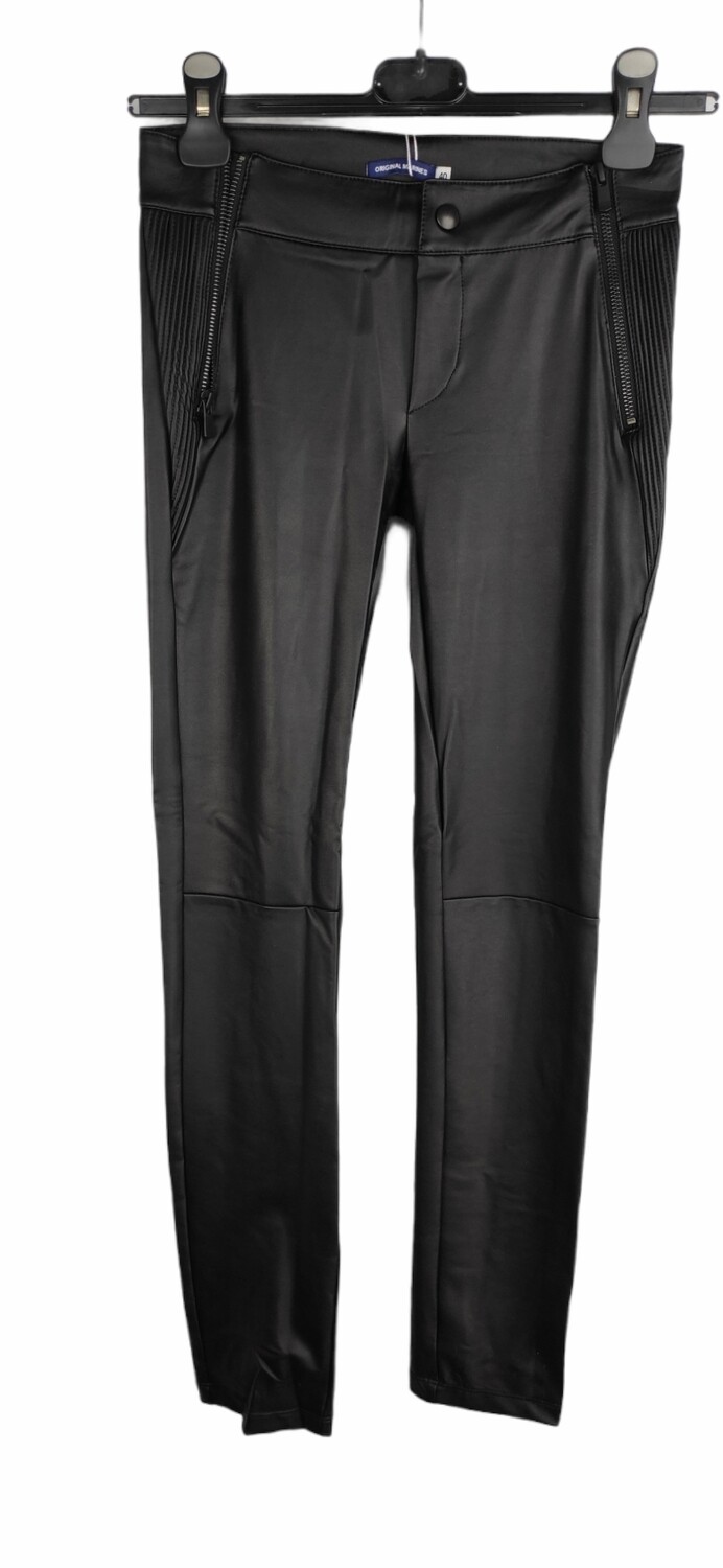 PANTALONE LUNGO ECO-PELLE A VITA BASSA COLORE NERO ORIGILA MARINES