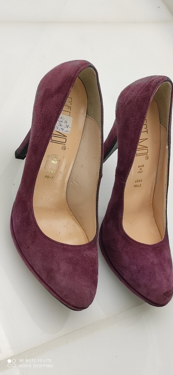 SCARPE DONNA VIOLA TACCO ALTO CAMOSCIO