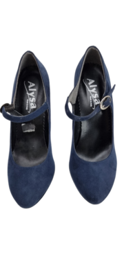 SCARPE DONNA CON CINTURINO TACCO ALTO CAMOSCIO BLU by ALYSA