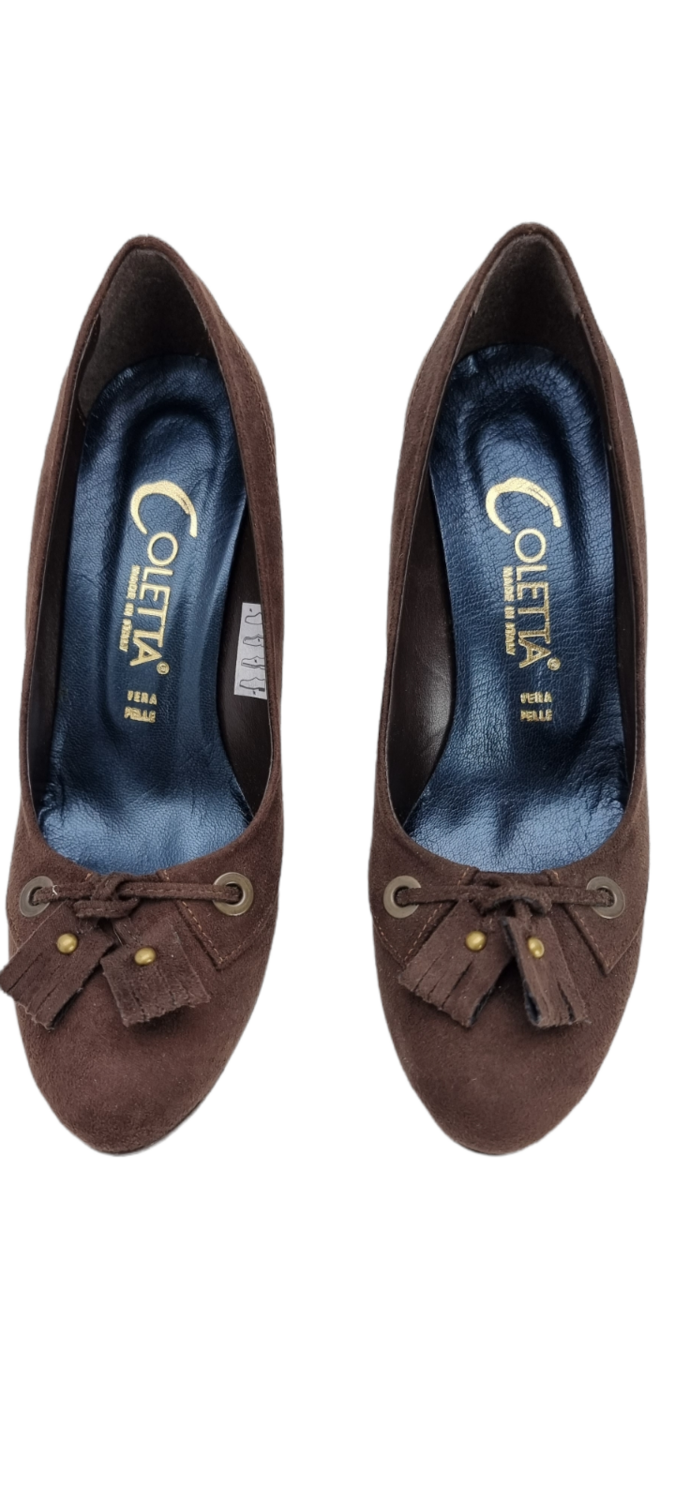 SCARPE DONNA TACCO ALTO BY COLETTA CAMOSCIO MARRONE 7040