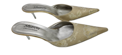 SCARPE DONNA SABOT ESTIVE CON TACCO BASSO COMODO ORO BY SHARON