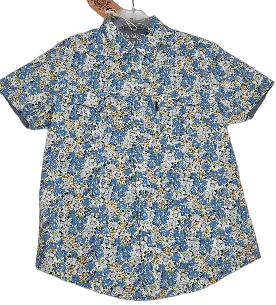Camicia a fiori by Herod colore Blue Grey Manica Corta cod: V235
