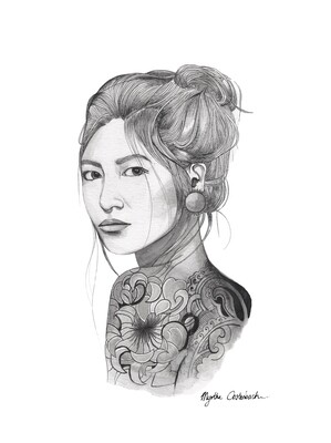 Print Asian girl tattoo