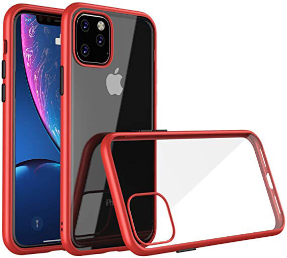 Iphone 11 Pro Max Shockproof Bumper Transparent Silicone Phone Case (RED)