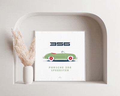 Affiche Carrée Porsche 356 Verte