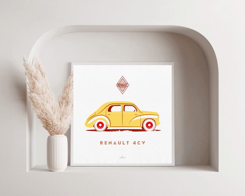 Affiche  Renault 4 CV Jaune