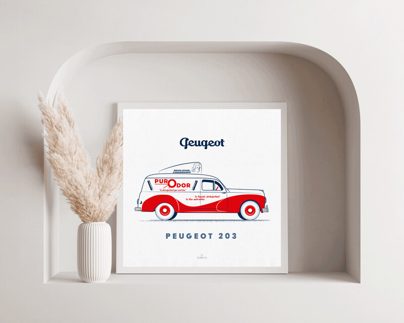 Affiche Peugeot 203 Publicitaire