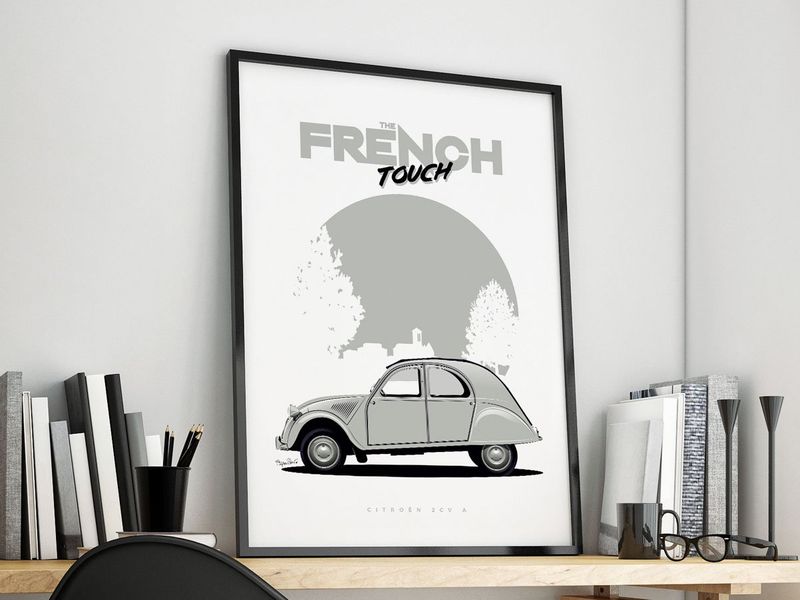 Affiche A4 2CV Citroën Grise