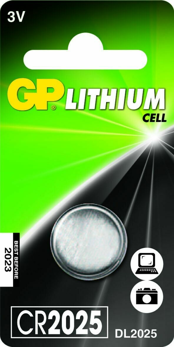 GP Lithium knoopcel CR2025, blister 1