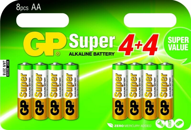 GP Super Alkaline AA Mignon penlite, multipack 8