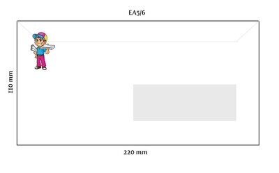 Bedrukte enveloppen EA5/6 met venster RECHTS (110x220mm)