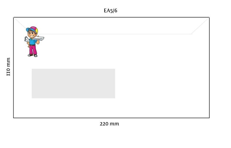 500 Bedrukte enveloppen EA5/6 (110x220mm) met venster links