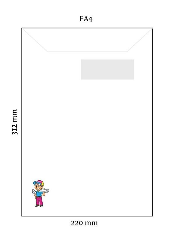500 Bedrukte enveloppen EA4 (220x312mm) venster rechts