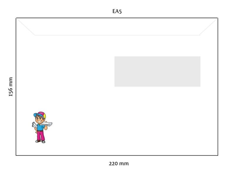 500 Bedrukte enveloppen EA5 (156x220mm) met venster rechts