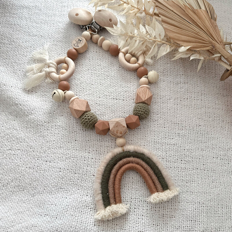 Boho Kinderwagenkette Oliv Hazelnut