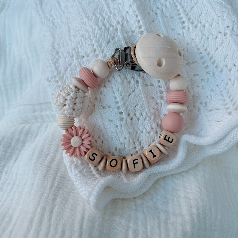 Schnullerkette Daisy Coral