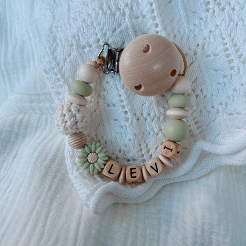 Schnullerkette Daisy Pistache