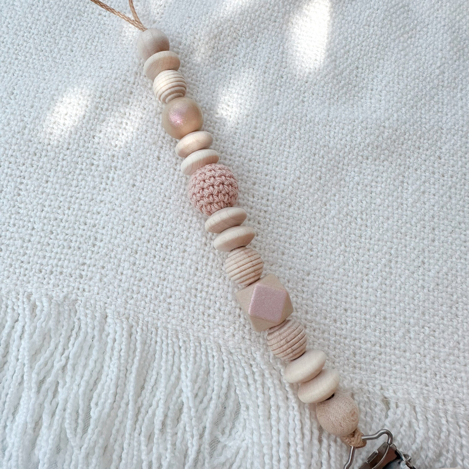 Schnullerkette Rosa &amp; Sparkle Champagne