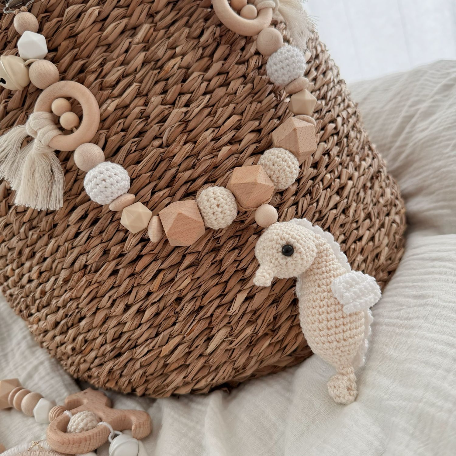 Boho Kinderwagenkette Seahorse „Cream“