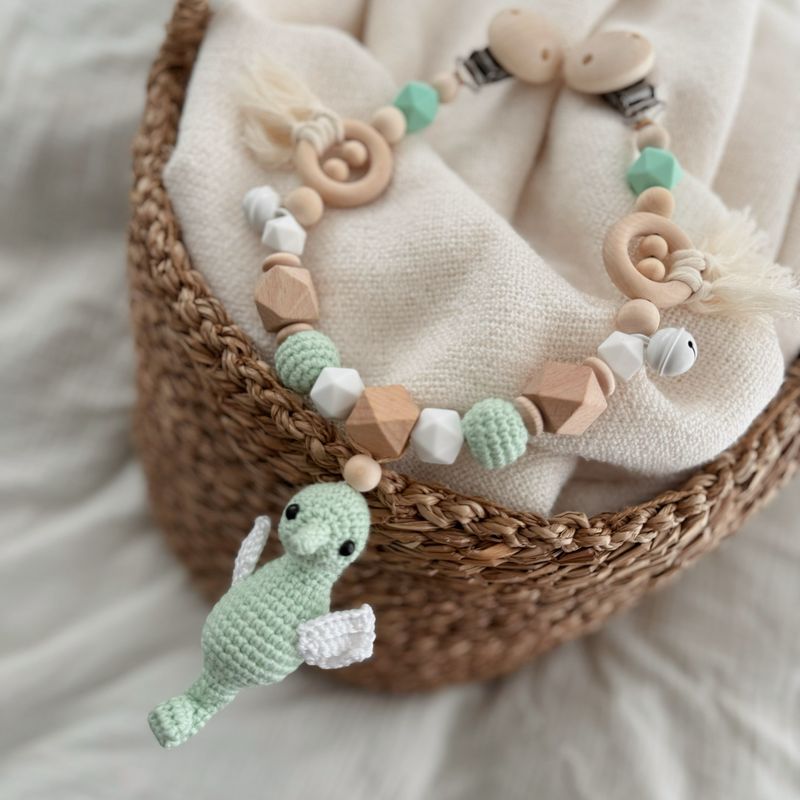 Boho Kinderwagenkette Seahorse „Mint“