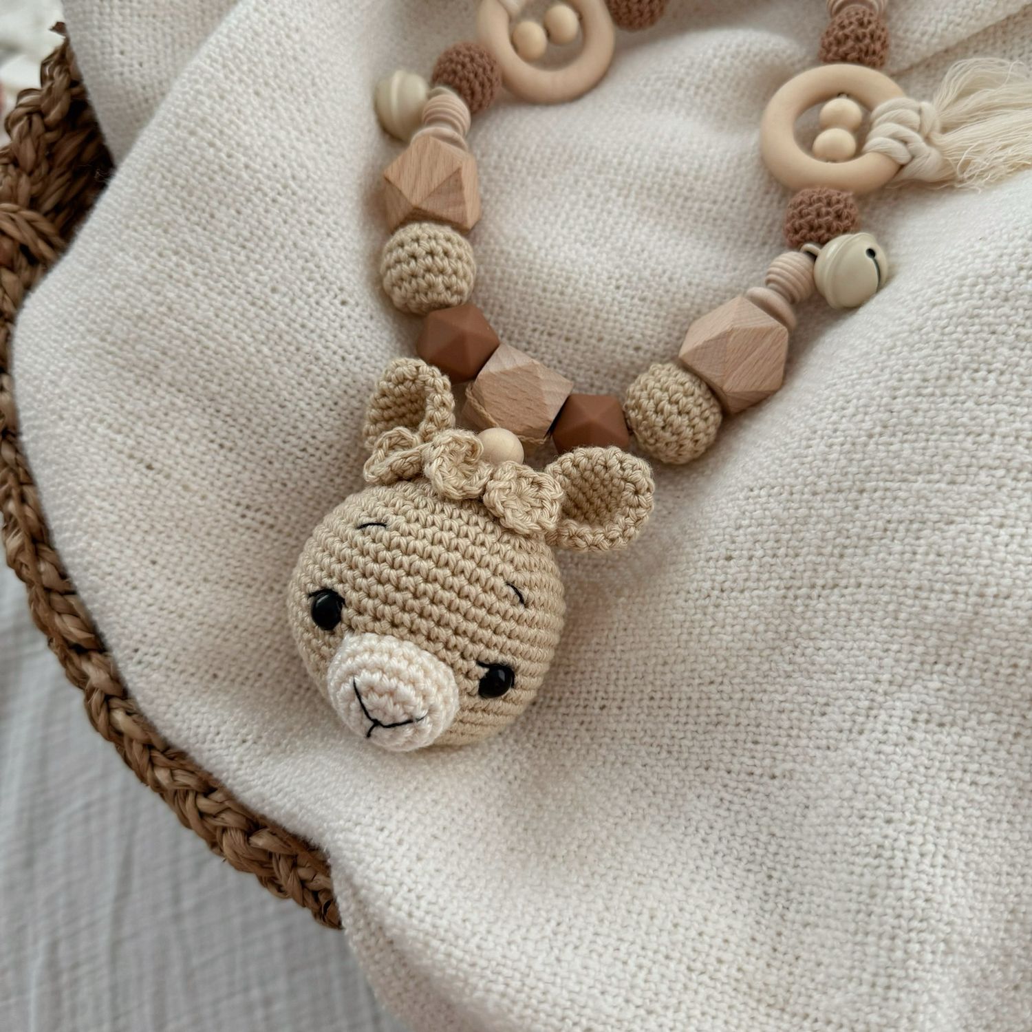 Boho Kinderwagenkette Alpaca „Hazelnut“
