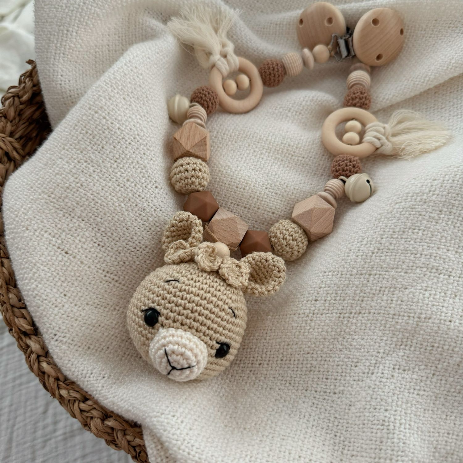 Boho Kinderwagenkette Alpaca „Hazelnut“
