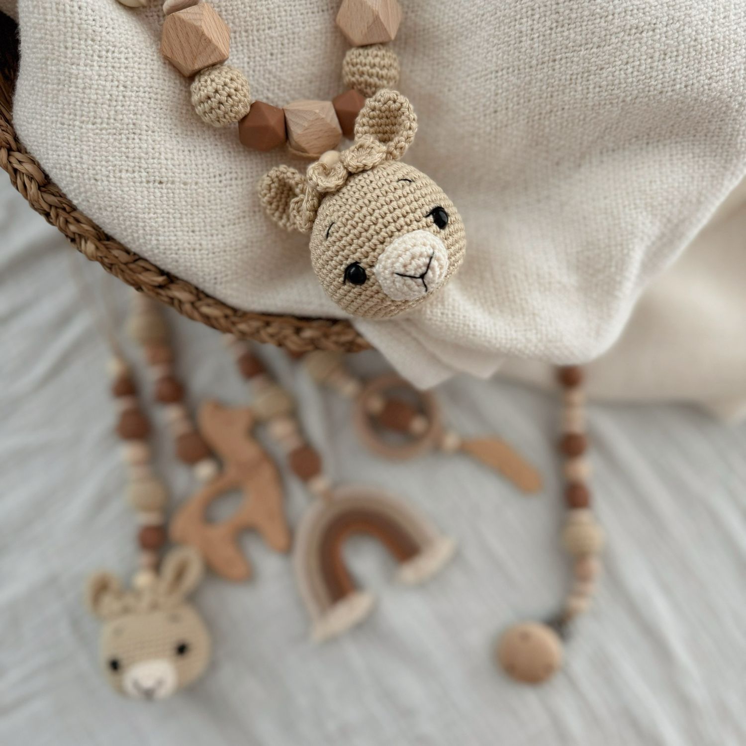 Boho Kinderwagenkette Alpaca „Hazelnut“