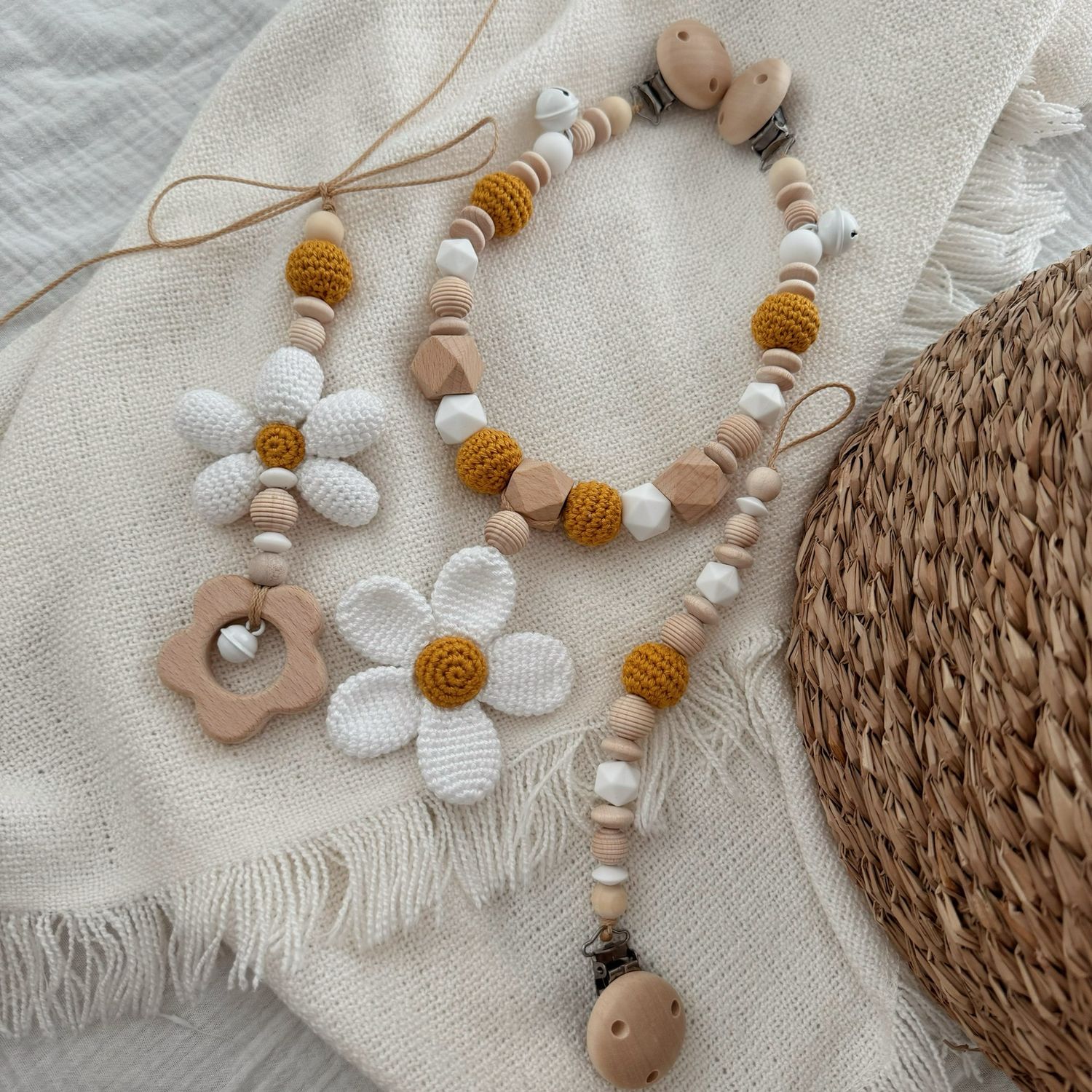 Boho Kinderwagenkette Daisy „Sunshine“